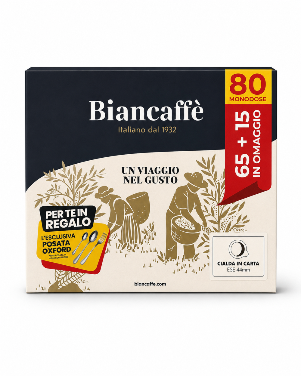 Biancaffè E.S.E. 44 mm coffee pods available from Daily Coffee Malta