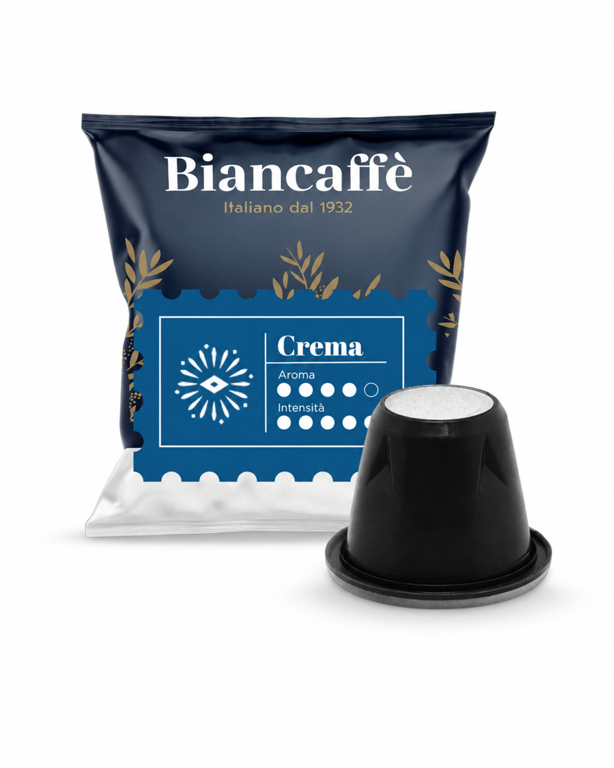 Biancaffè B'Espresso Creamy Blend capsule and sachet pack