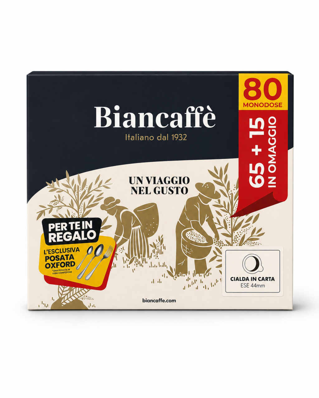 Biancaffè Creamy Blend 80 E.S.E. coffee pods box
