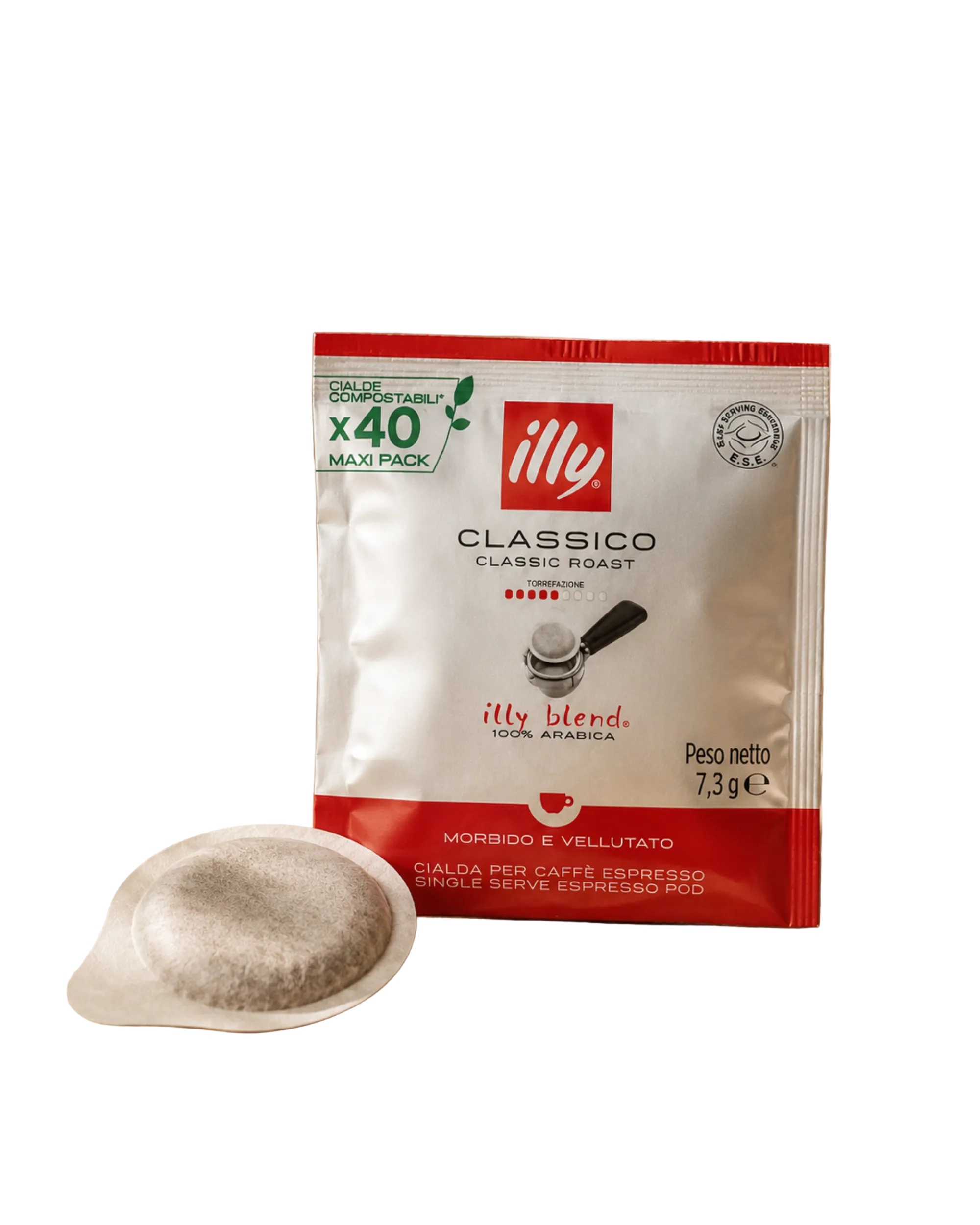 Illy Classic E.S.E. paper pod and coffee sachet pack