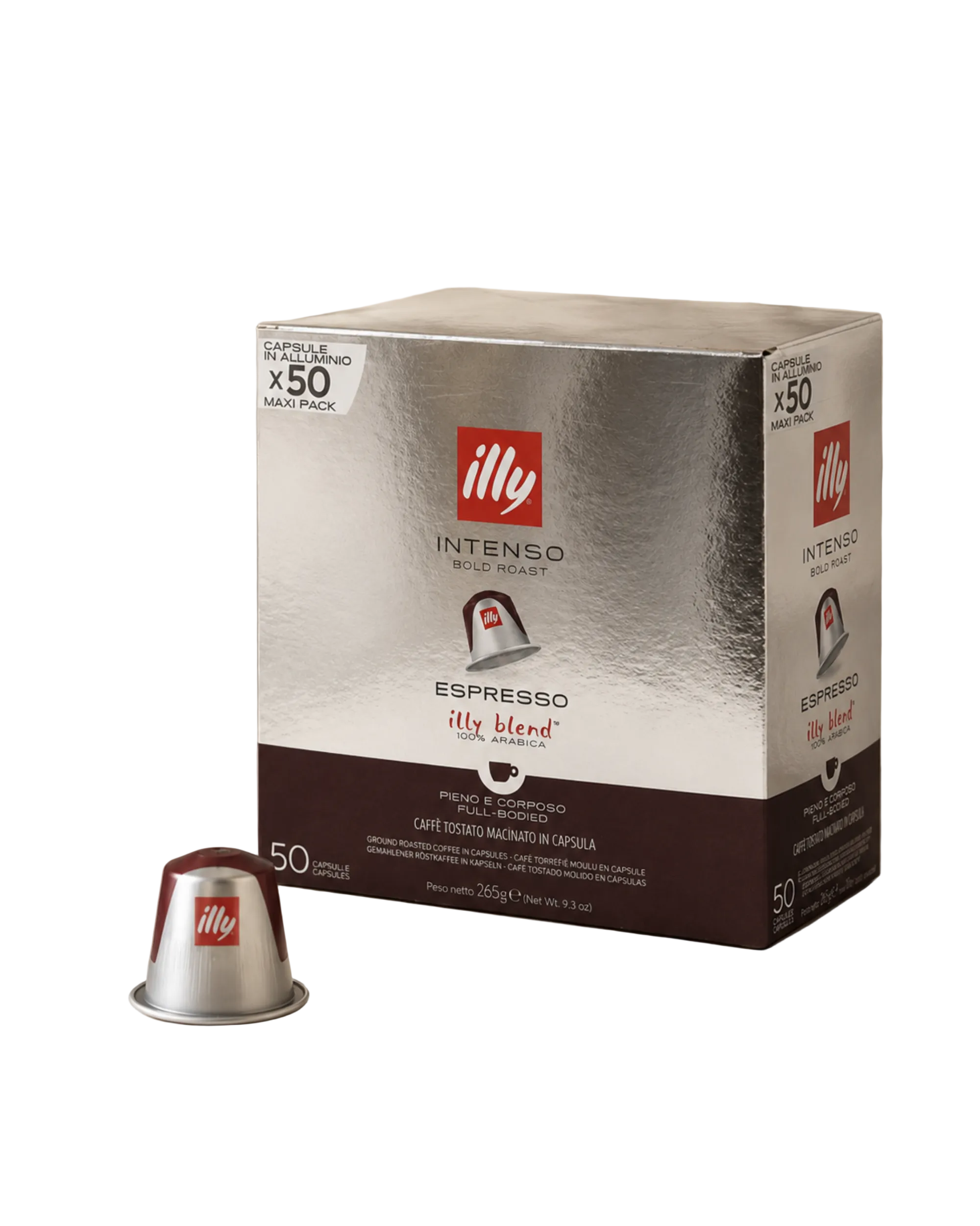 Illy Intense 50 aluminium compatible coffee capsules pack