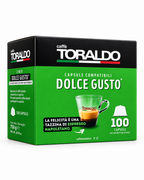 Toraldo Classica box of 100 Dolce Gusto compatible capsules on white